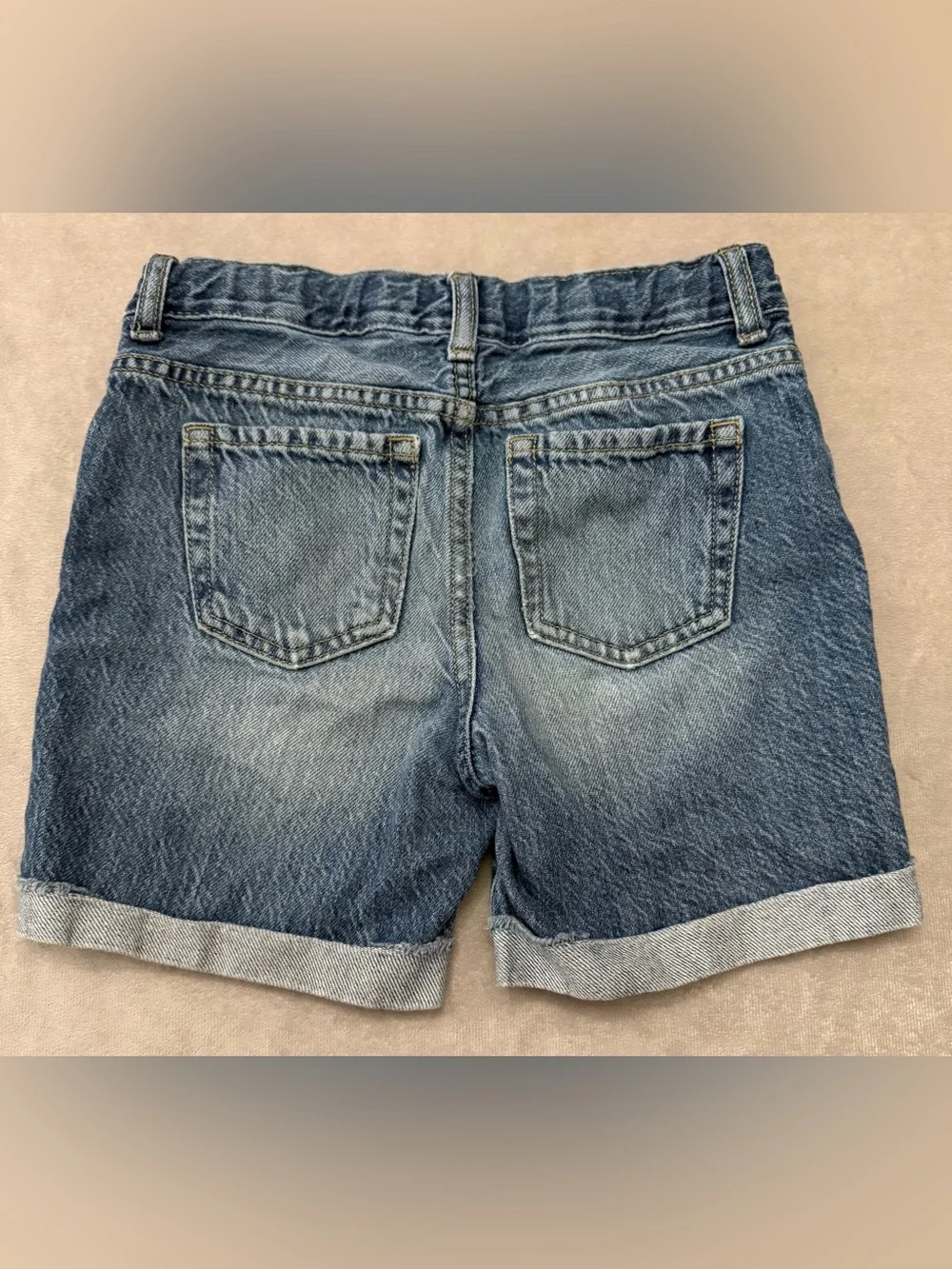 The Children's Place Girls Distressed Medium Wash Denim Midi Shorts Size 8 EUC